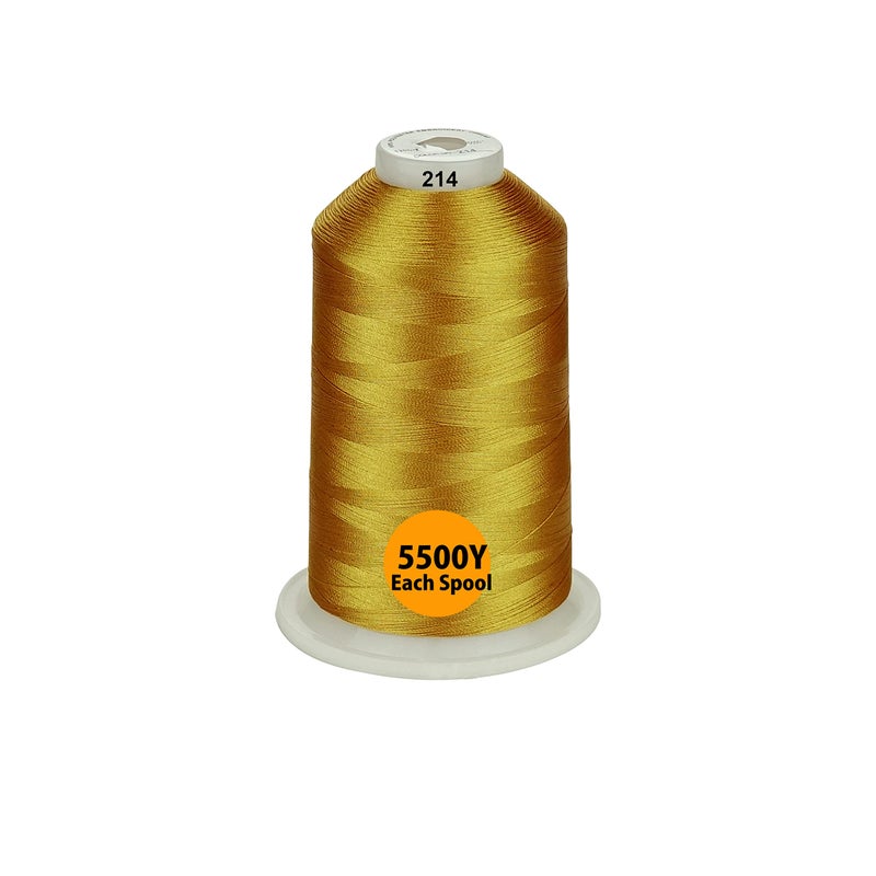 Simthread - 33 Selections - Various Assorted Color Packs of Polyester Embroidery Machine Thread Huge Spool 5500Y for All Sewing Embroidery Machines - Deep Gold - Image 3